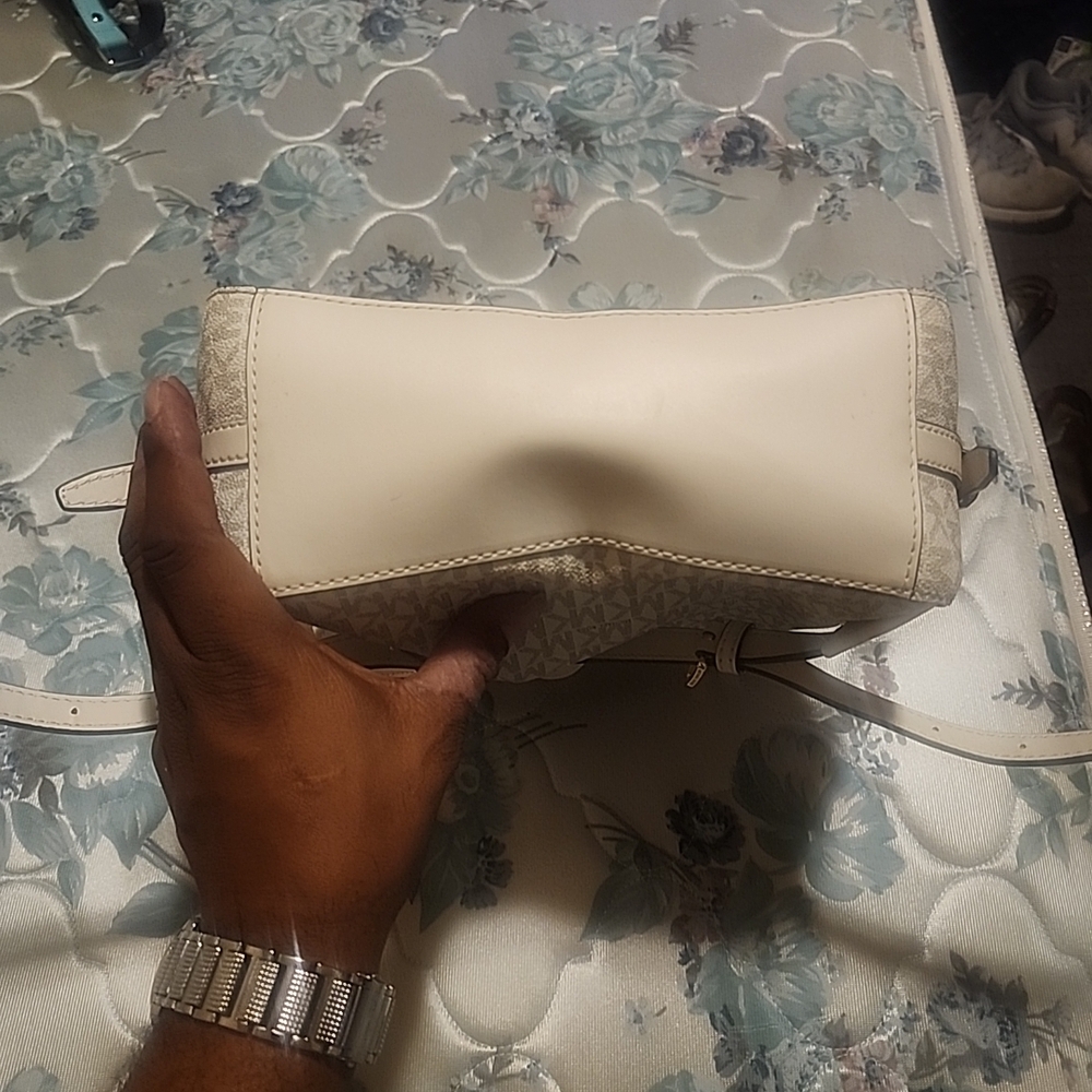 Michael Kors Cream Monogram Backpack with Gold Accents - Picture 10 of 16